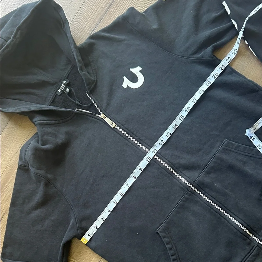 True Religion Black Hoodie with White Horseshoe Logo ! XL